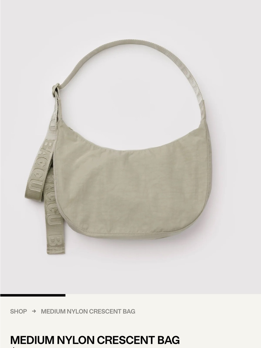 Baggu Medium Nylon Crescent Bag - Celadon